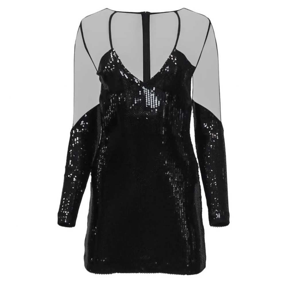 NWT | Deity New York Black Sequin Mesh Cutout Dress | Sz 14